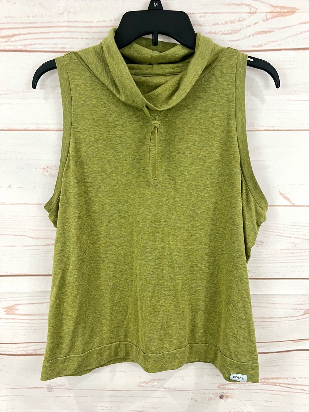 Prana Chartreuse Organic Cotton Sleeveless Cowlneck Activewear Top